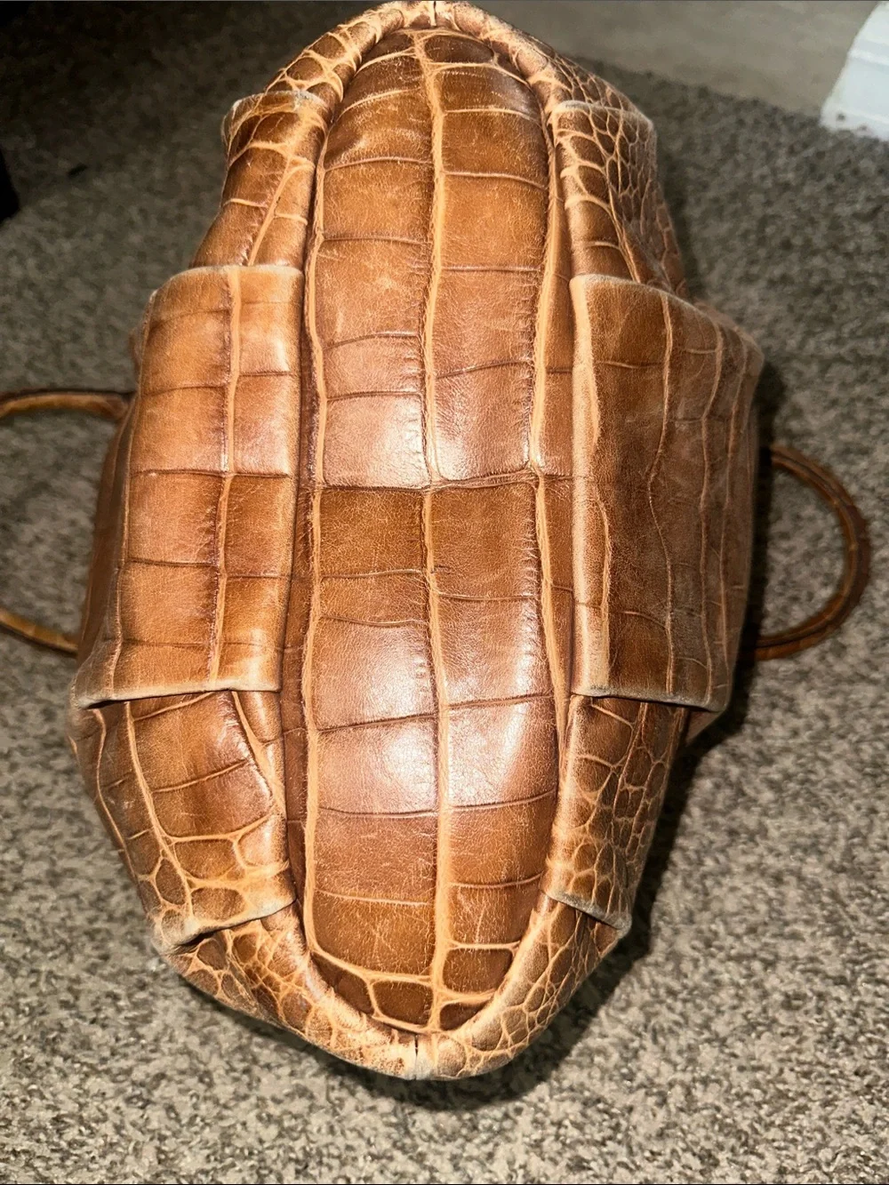 Coach Brown Croc-Embossed Leather Satchel with Gold Hardware - Picture 6 of 16